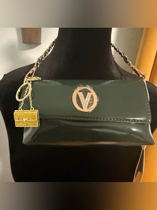 Valentino Orlandi Handbags - Valentino Orlandi NWT Elegant Dark Green Patent Leather Chain crossbody bag.
